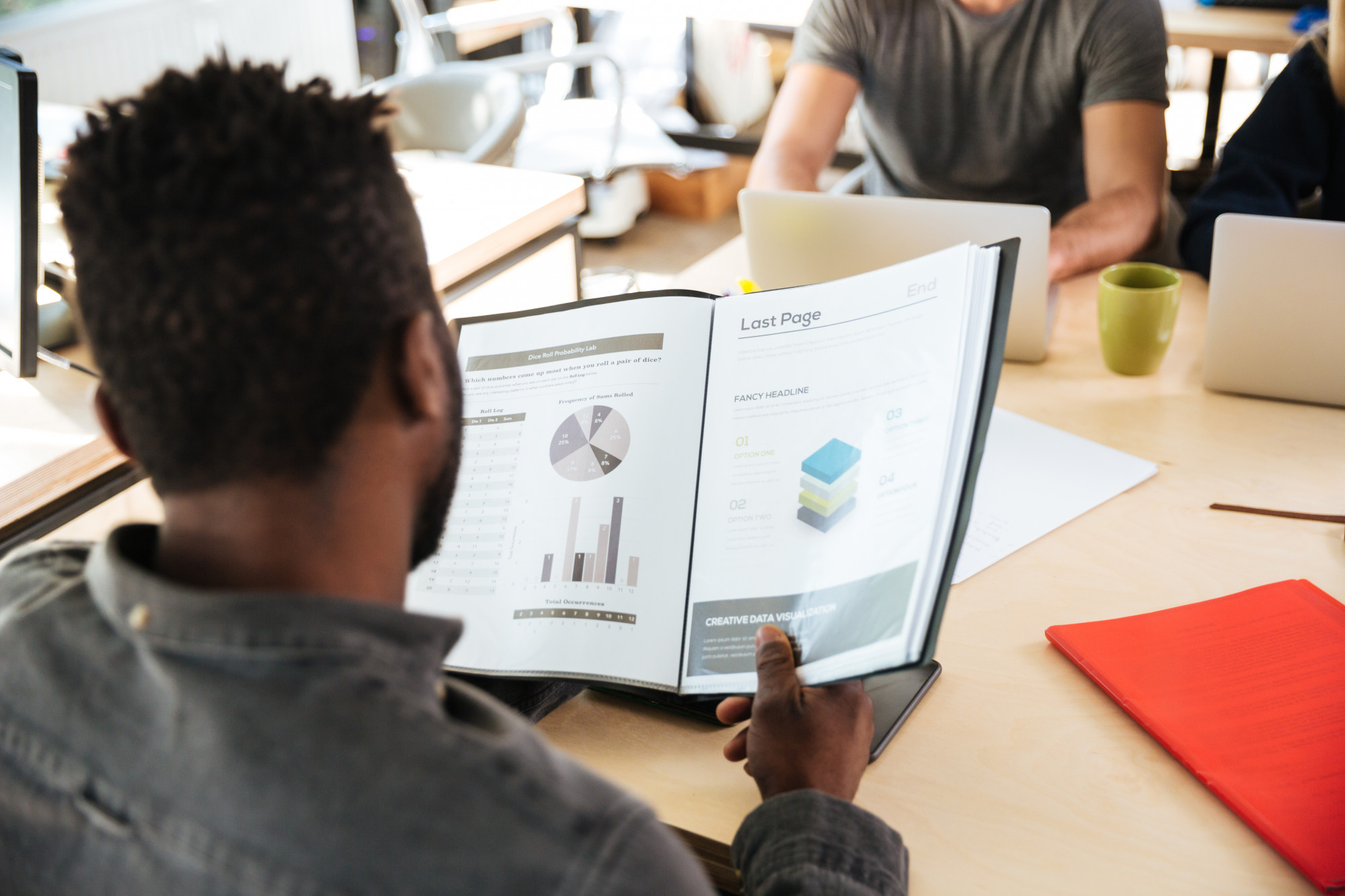 Illustrative photograph of a researcher reviewing charts on a laptop